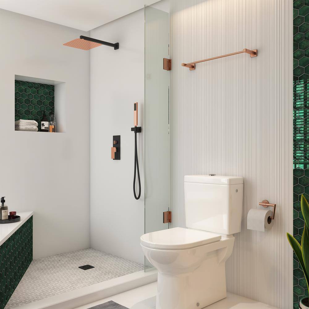 Gold and Black Wall Mounted Rain Shower System with Handheld
