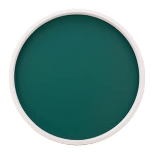 RAINBOW 14 in. W x 1.3 in. H x 14 in. D Round Tropic Green Leatherette Serving Tray
