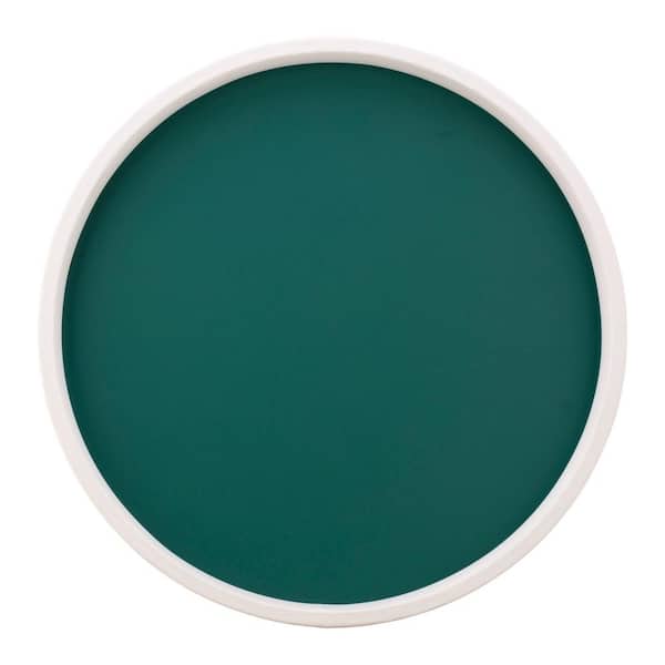 Kraftware RAINBOW 14 in. W x 1.3 in. H x 14 in. D Round Tropic Green Leatherette Serving Tray