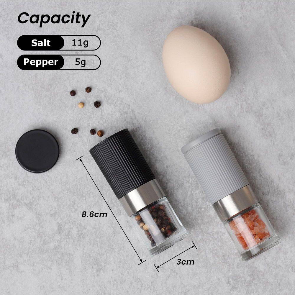 Mini Salt and Pepper Grinder Set, Adjustable Ceramic Core with Funnel and Storage Bag for Kitchen, Outdoor, Party - Thumbnail 4