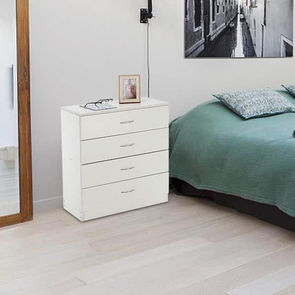 4-Drawers White Simple Chest of Drawers 26 in. W x 28.7 in. H
