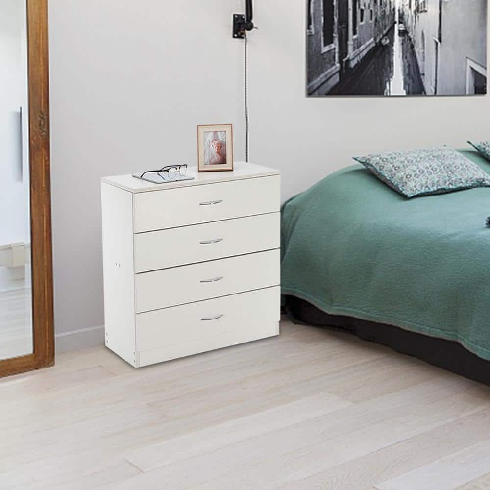 White MDF 4-Drawer Nursery Dresser with Extra Deep Drawer
