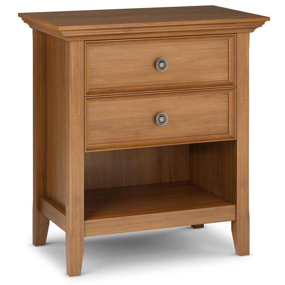 Amherst SOLID WOOD 24" Wide Bedside Nightstand Table in Light Golden Brown