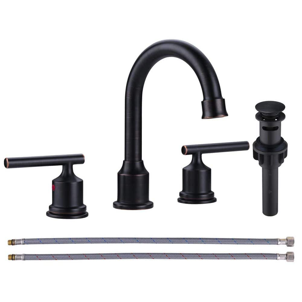 ARCORA 8 in. Widespread Double-Handle Bathroom Faucet in Oil Rubbed ...