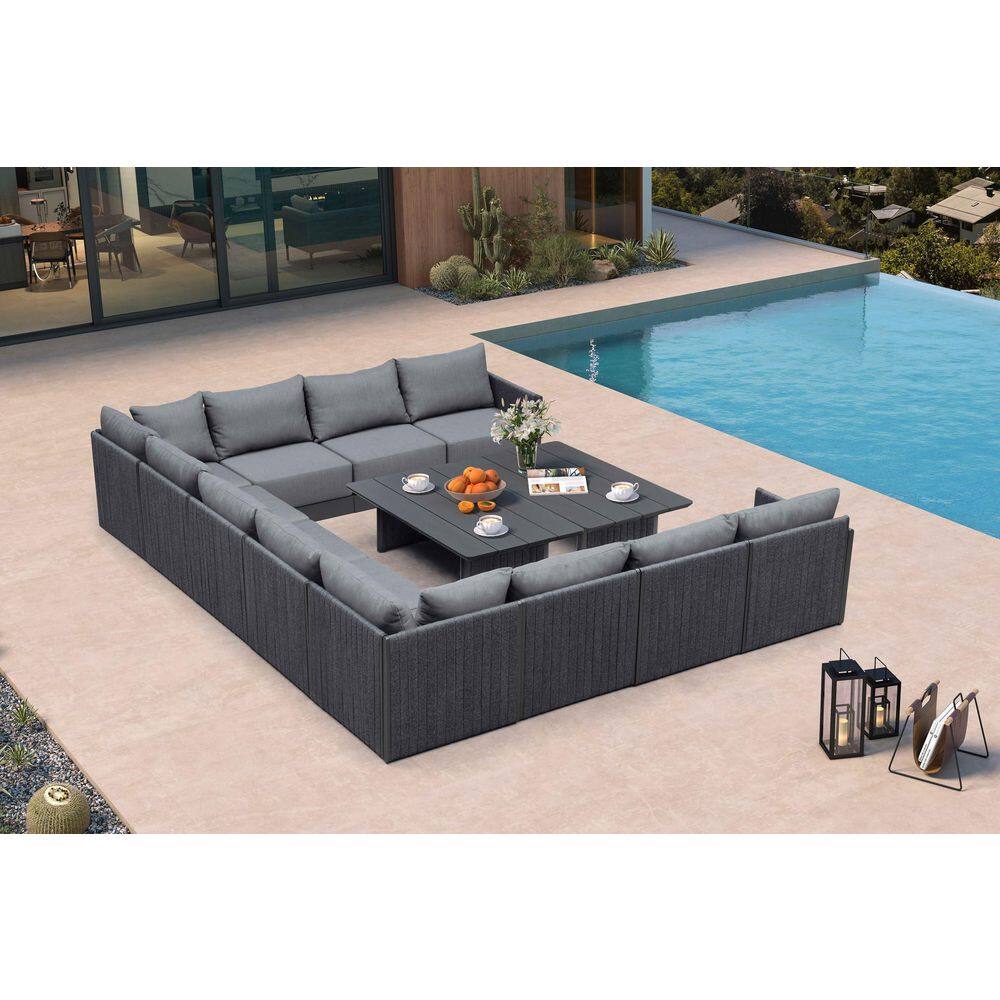 13 Pieces Patio Seating Sofas Aluminum Furniture Outdoor Couch Sectional Set with Cushions and Aluminum Table Gray price history on PriceWatchPro