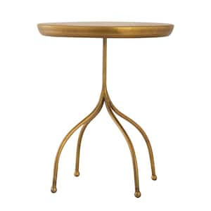 Luane Trail 13.5 in. Antique Brass Round Metal Accent Table