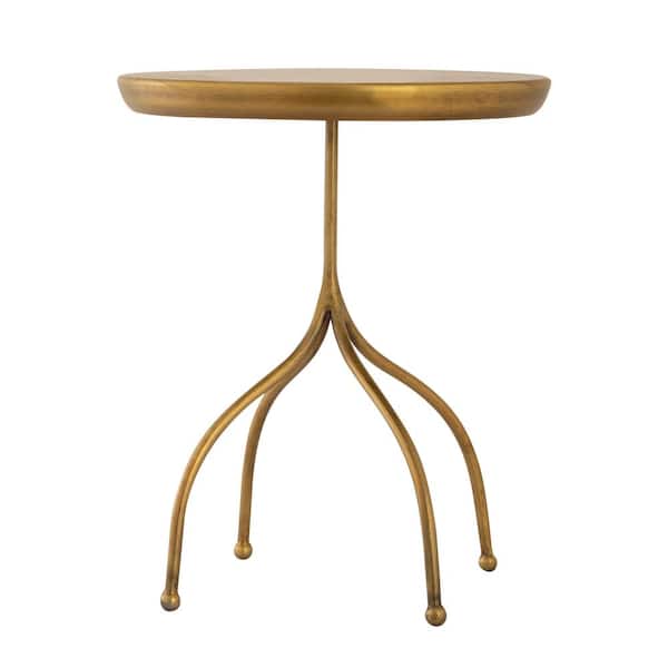 Unbranded Luane Trail 13.5 in. Antique Brass Round Metal Accent Table