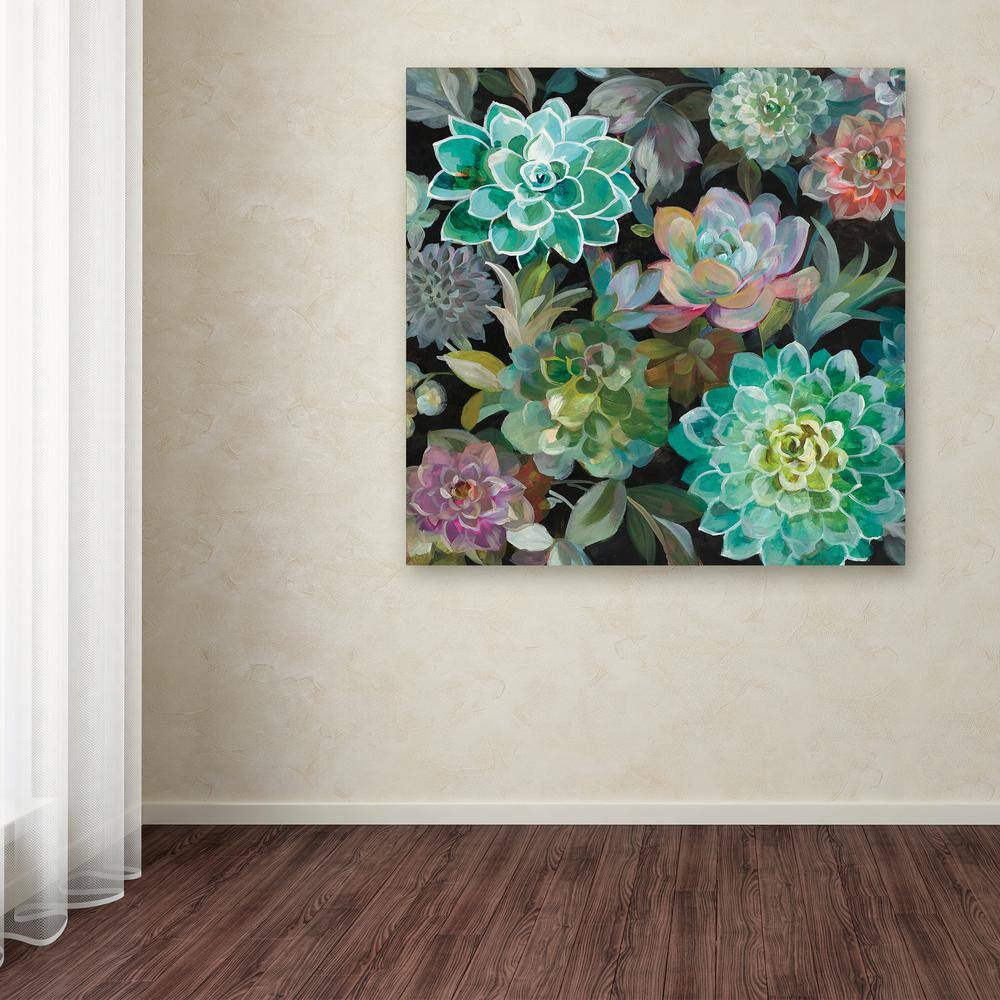 Colorful Floral Succulents Canvas Art in Black Frame