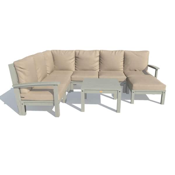 Highwood Bespoke Deep Seating 8-Piece Plastic Outdoor Sectional Set and Side Table with Cushions