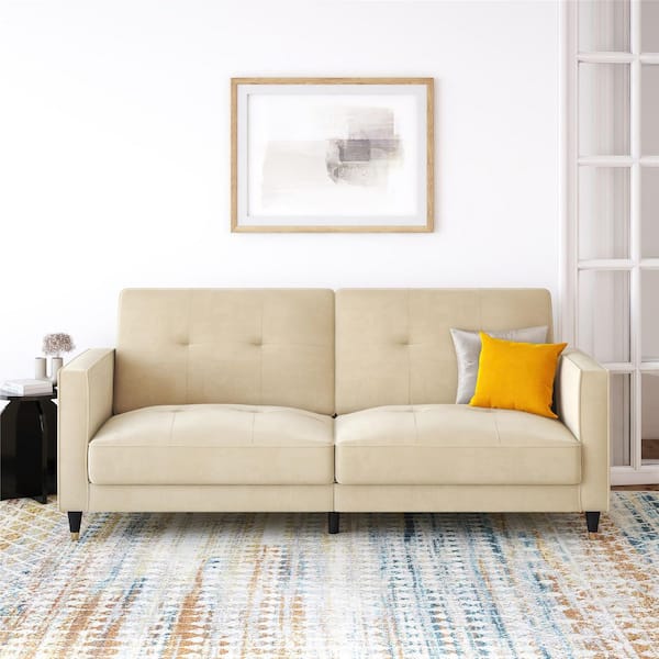 DHP DHP Penelope Pin Tufted Futon, Cream Velvet