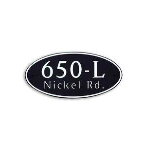 16 in. L x 8 in. H Large Oval Custom Plastic Address Plaque Copper on Black