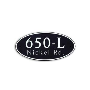 16 in. L x 8 in. H Large Oval Custom Plastic Address Plaque Gold on Black