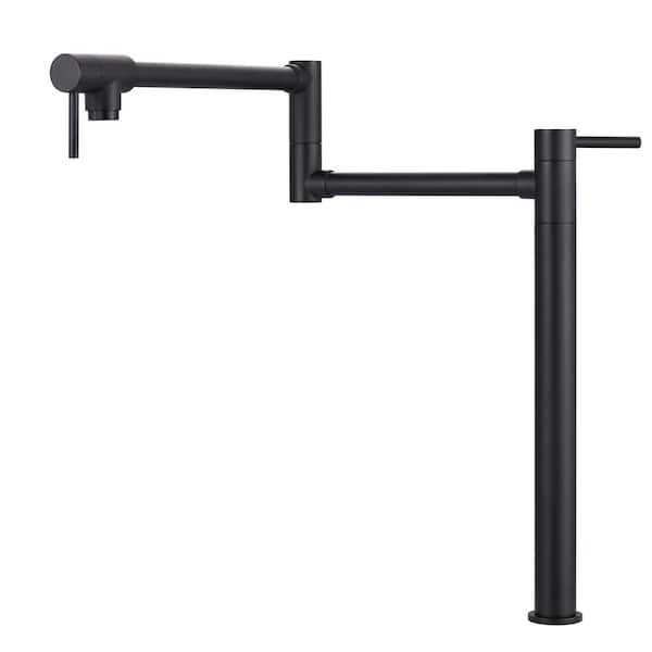 IVIGA Freage Deck Mount Pot Filler Faucet with 2 Handle in Black