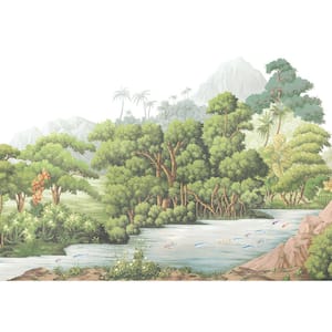 Utopia Jungle Bloom Removable Peel and Stick Vinyl Wall Mural, 108 in. x 156 in.