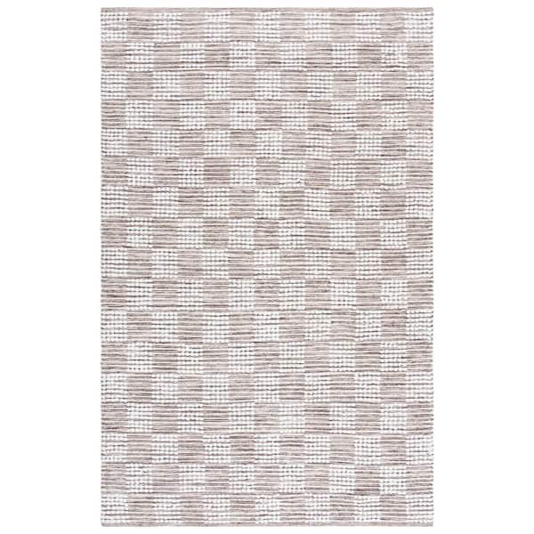 SAFAVIEH Montauk 5 ft. x 8 ft. Brown/Ivory Checkered Modern Area Rug