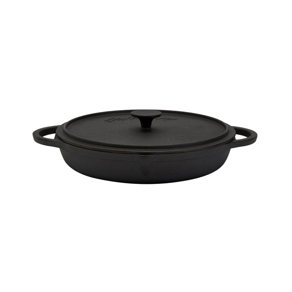 Domo Cast Aluminum Braising Pan with Glass Lid 12 In Made in Italy. Black  New