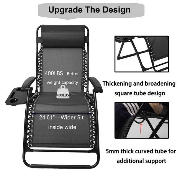 Cup Holder Details about    400LBS Folding Chaise Lounge Chair Zero Gravity Outdoor Patio Chair 