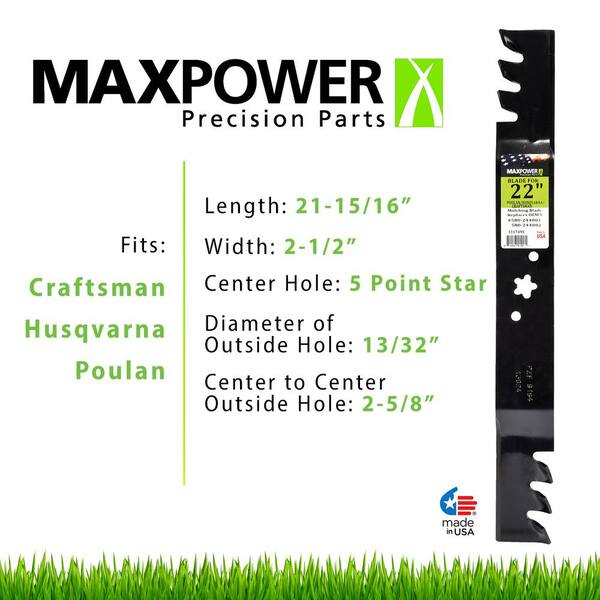 Craftsman Replaces 580-244001 580244001 580-244002 MaxPower 331749X Commercial Mulching Blade for 22 Cut Poulan Husqvarna 580244002 