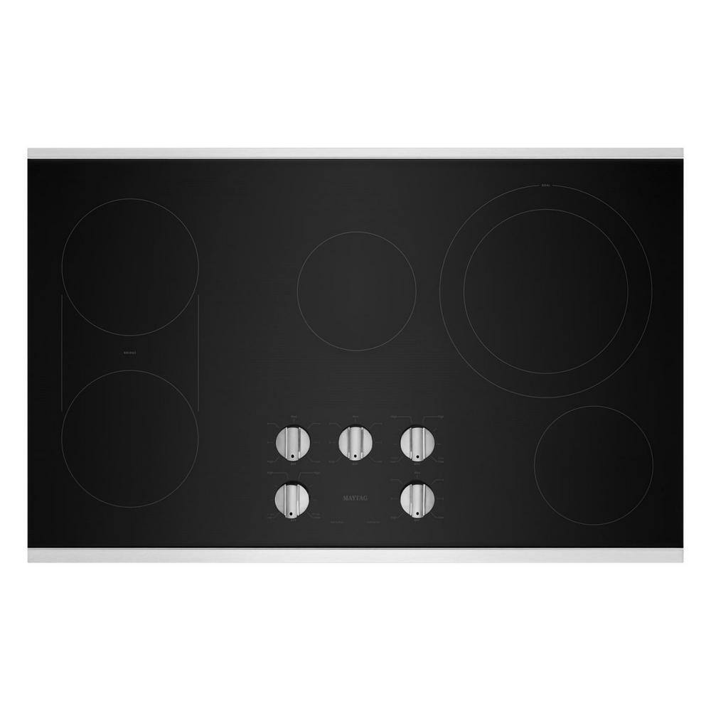Maytag 36 in. Radiant Electric Cooktop in Stainless Steel with 5 Elements and Reversible Grill, Griddle, Silver
