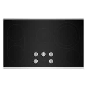 36 in. Radiant Electric Cooktop in Stainless Steel with 5 Elements and Reversible Grill, Griddle