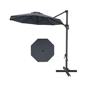 fdw patio catilever offset umbrella 10 ft. Metal Pole Cantilever Offset Patio Umbrella in Gray with Tilt  Adjustment and Cross Base ATYPPG_33479D9Q
