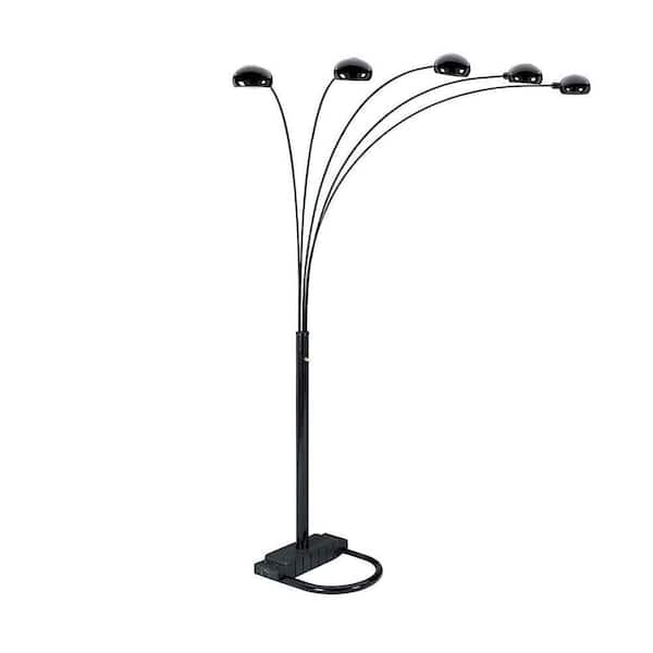 ORE International 84 in. 5 Arms Arch Black Floor Lamp