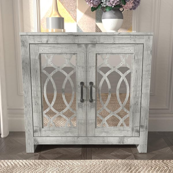 GALANO Raccon Mexican Grey Wood Top 31 in. 2-Door Sideboard