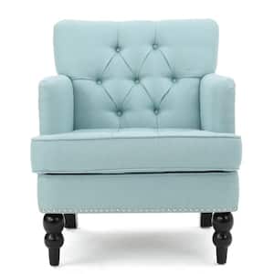 Malone Tufted Light Blue Fabric Club Chair with Stud Accents