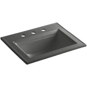 Memoirs Stately Drop-In Vitreous China Bathroom Sink in Thunder Grey with Overflow Drain