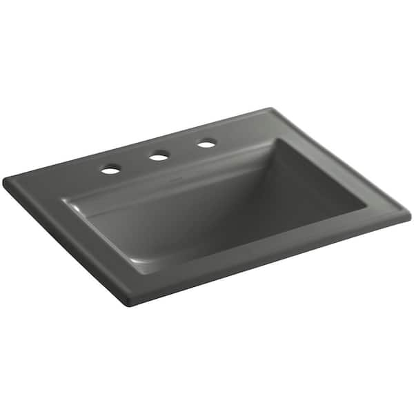 Kohler Memoirs Stately Drop In Vitreous China Bathroom Sink In Thunder Grey With Overflow Drain 