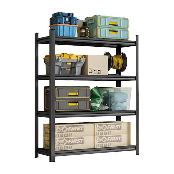 4-Shelf Metal Adjustable Garage Storage Shelving Unit in Black (39.4 in. W x 44.1 in. H x 13.8 in. D)