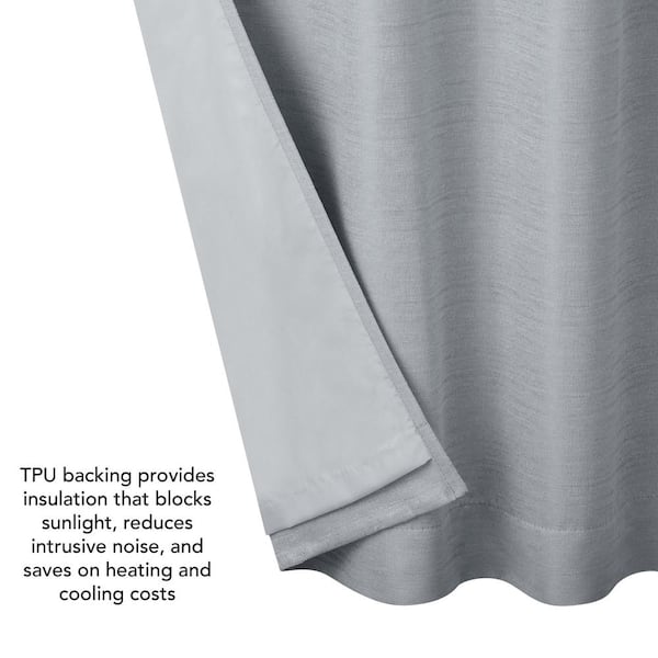 Creative Home Ideas Tobie Light Grey Jacquard Polyester 38 in. W x 108 in.  L Back Tab Blackout Curtain (2-Panels with 2-Tiebacks) YMC016472 - The Home  Depot