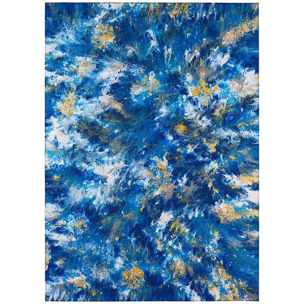 Karina Blue 5 ft. x 7 ft. 6 in. Geometric Indoor/Outdoor Area Rug