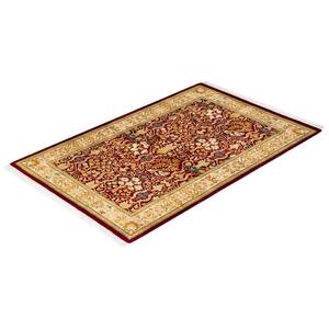 Mogul One-of-a-Kind Traditional Red 2 ft. 8 in. x 4 ft. 2 in. Oriental Area Rug