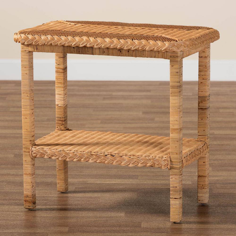 Minahasa 26 in. Light Honey Rectangle Rattan End Table - thumbnail 6