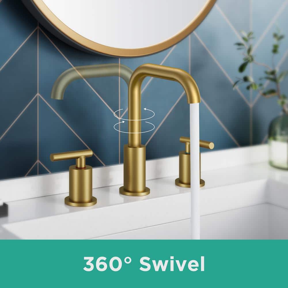 Brushed Gold 8-Inch Double Handle Widespread Bathroom Faucet