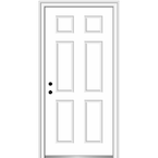 30 in. x 80 in. Right-Hand Inswing 6-Panel Classic Painted Fiberglass Smooth Prehung Front Door