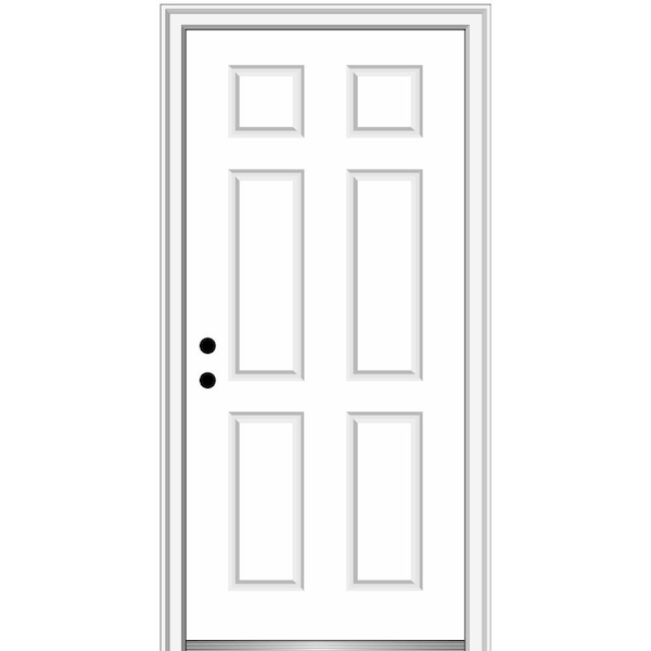MMI Door 30 in. x 80 in. Right-Hand Inswing 6-Panel Classic Painted Fiberglass Smooth Prehung Front Door