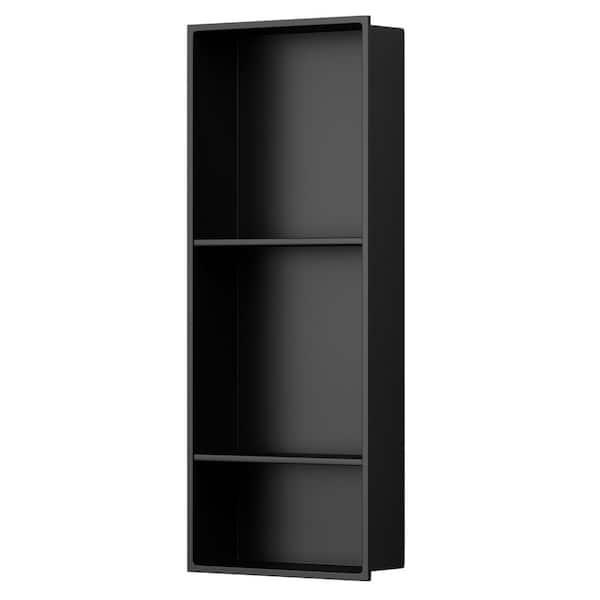 13 in. W x 31 in. H x 4 in. D Stainless Steel Shower Niche Recessed Niche Shower for Bathroom Storage in Matte Black