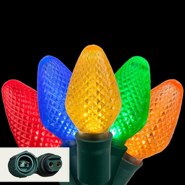 Wintergreen Lighting 24 ft. 25-Light LED Multi-color Commercial C7 String Lights with Watertight Coaxial Connectors