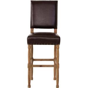 Cane Brown Leather Bar Stool