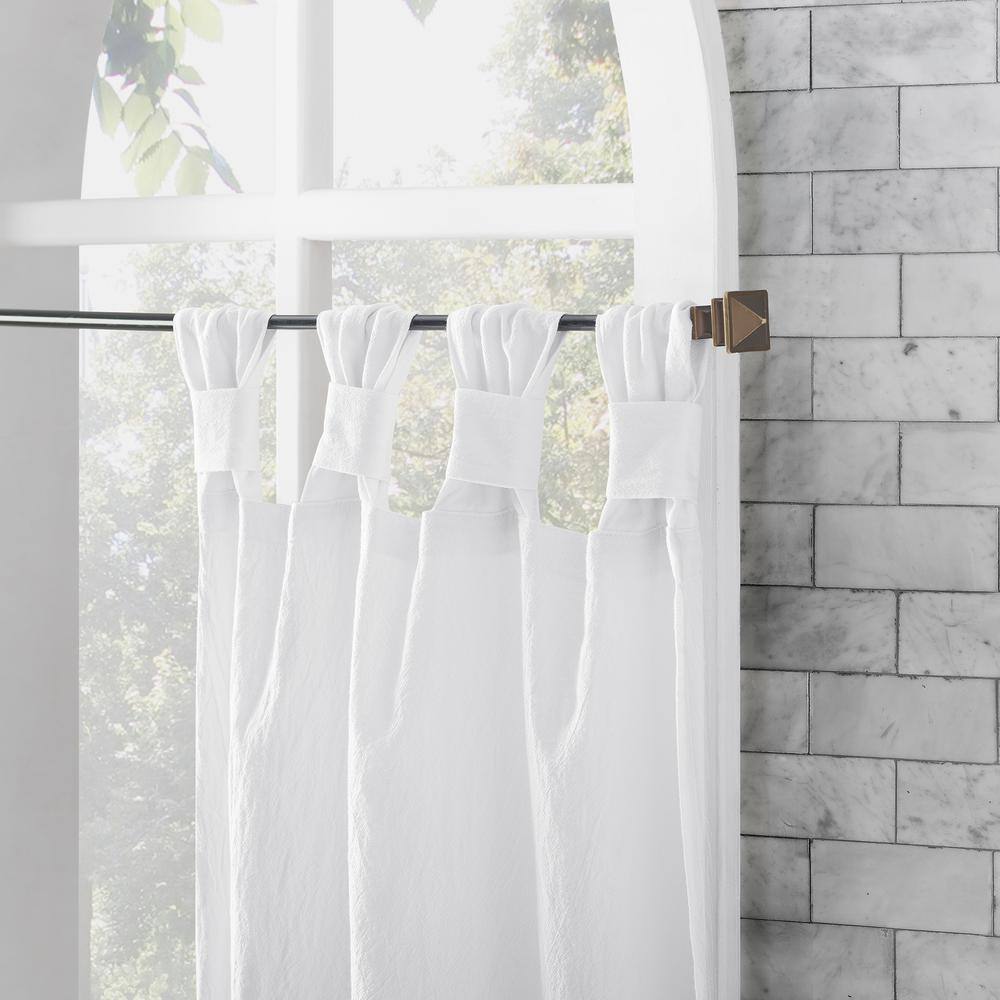 White Cotton Sheer Twist Tab Cafe Curtain Pair