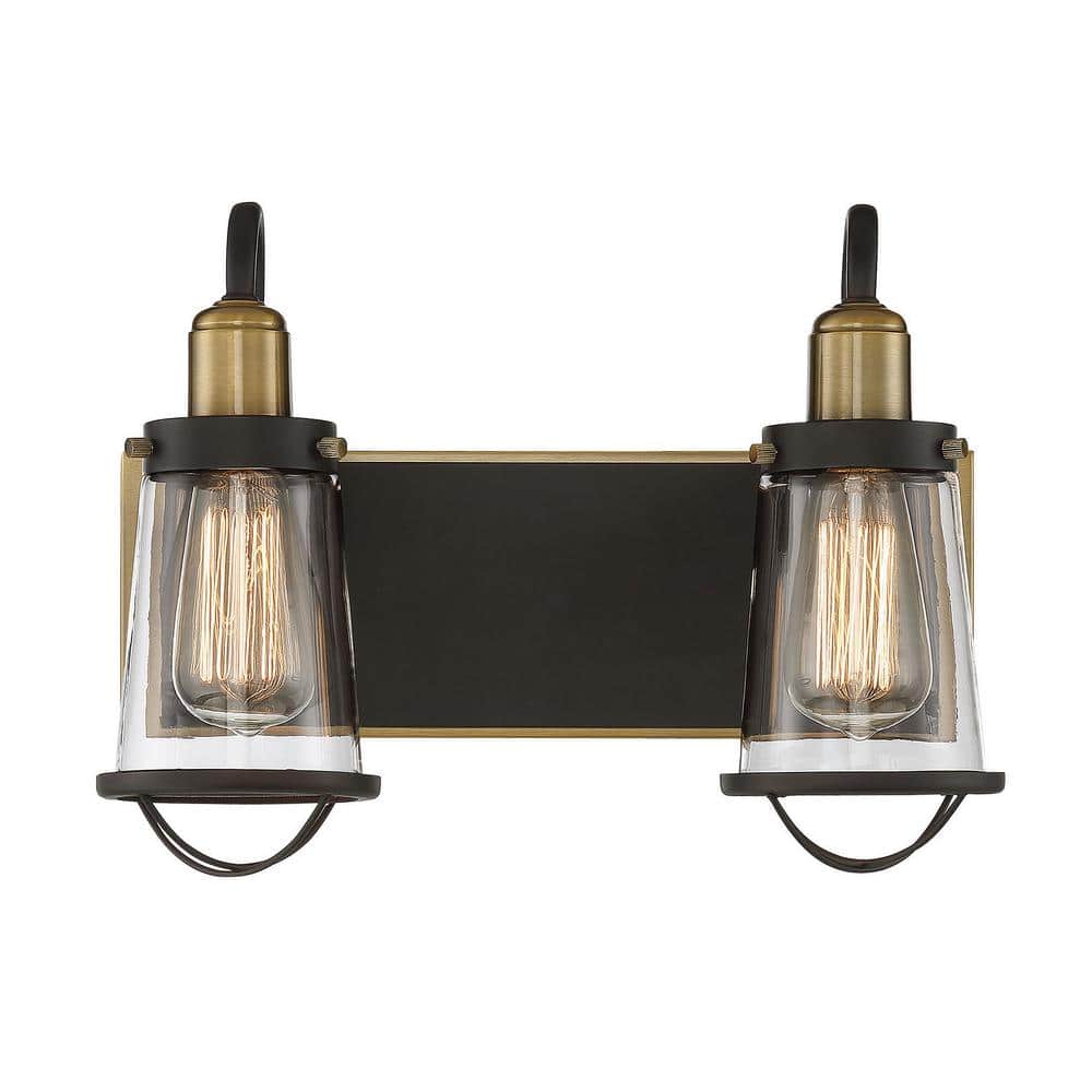 Lansing English Bronze & Warm Brass 2-Light Industrial Bath Bar