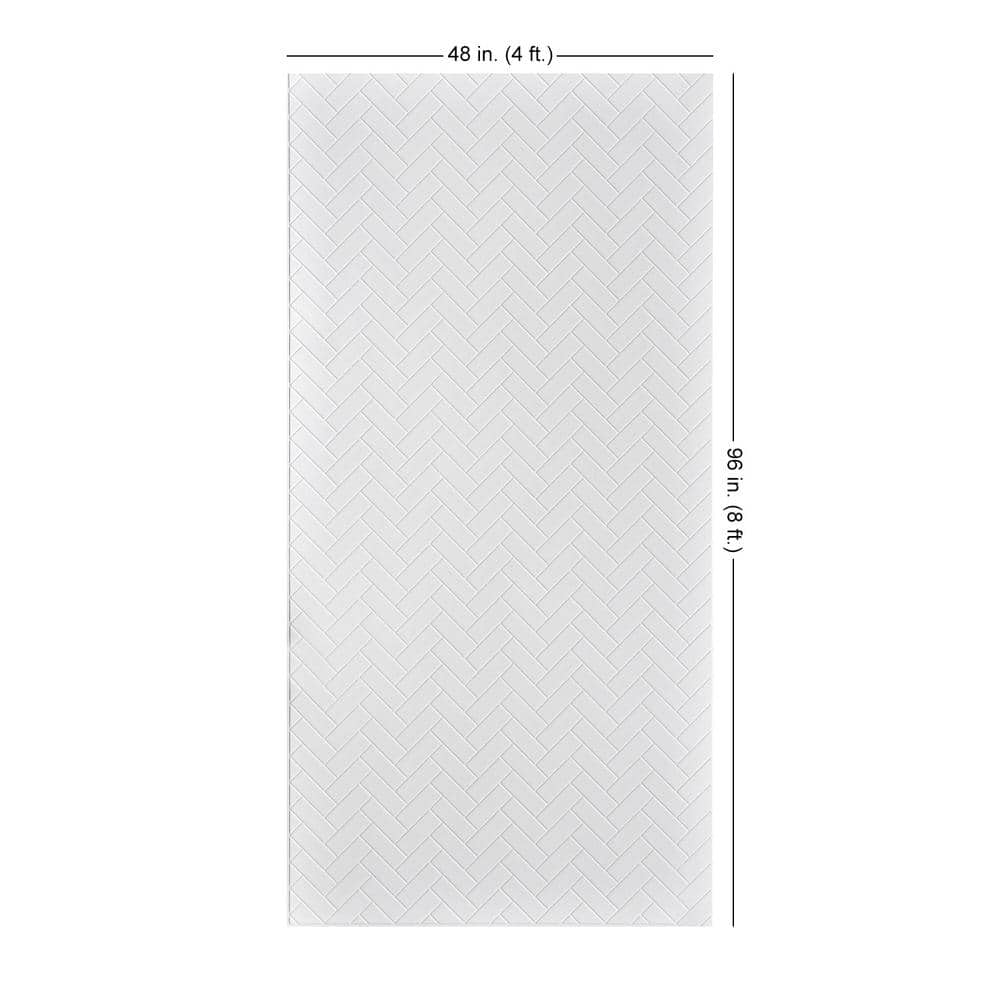 Herringbone Gloss White 3D Textured PVC Wall Panels 4ft x 8ft