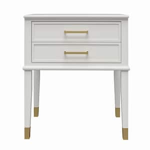Westerleigh 23.6 in. White Rectangle End Table with Drawer