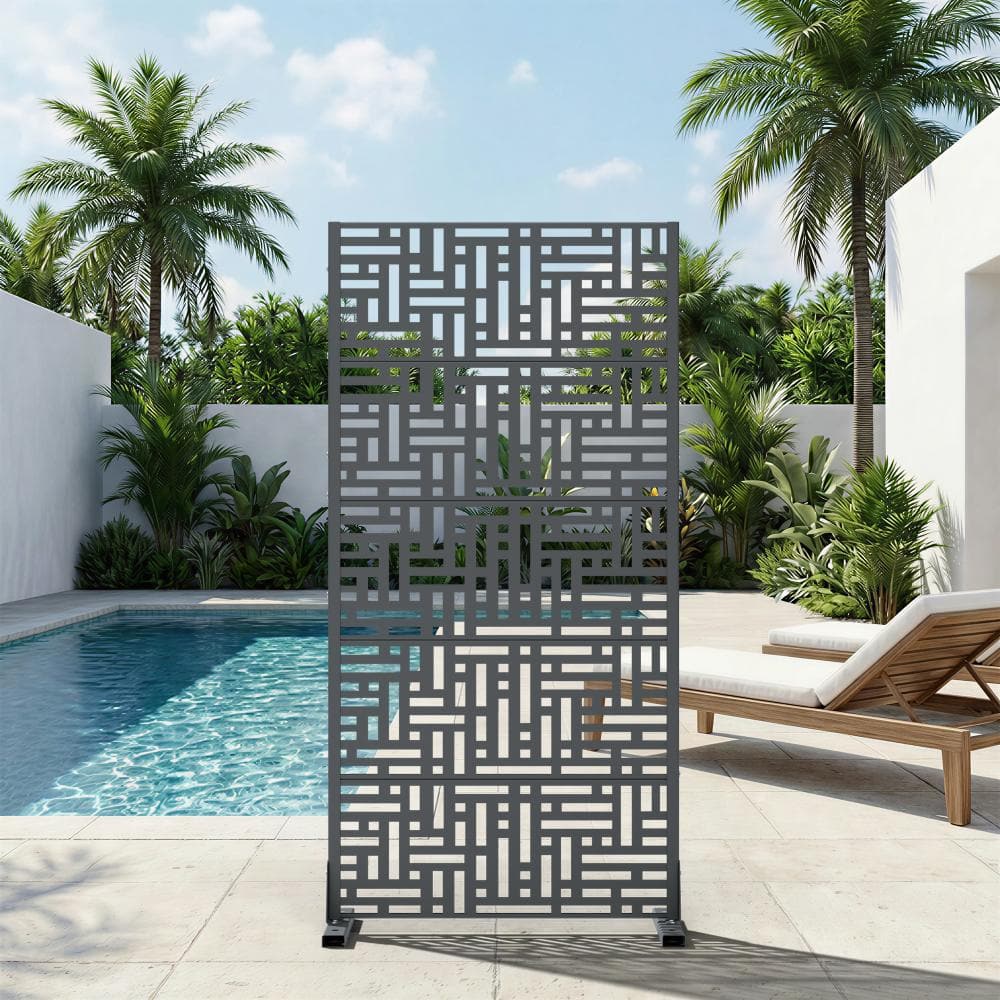 30 in. W x 59 in. H Cambrian Gray Galvanized Steel Freestanding Interlocking Block Cut Garden Privacy Screen (1-Pack) price history on PriceWatchPro