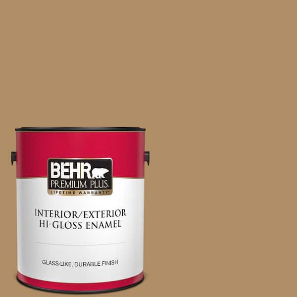 BEHR PREMIUM PLUS 1 gal. #300F-5 Brown Rabbit Hi-Gloss Enamel Interior/Exterior Paint