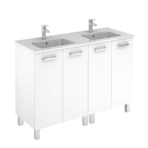 Logic 47.3 in. W x 18.0 in. D x 33.0 in. H Bath Vanity in Glossy White with Vanity Top and Ceramic White Basin
