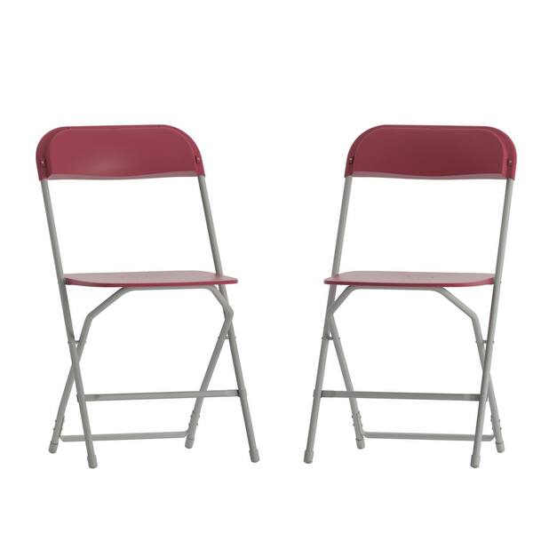 Carnegy Avenue Red Plastic Seat with Metal Frame Folding Chair