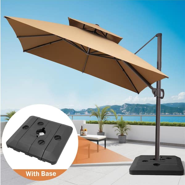15x9 patio umbrella with base Garvee 15x9 ft Large Double-Sided Patio Umbrella with Base & Crank main image 0